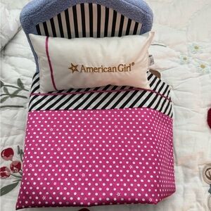 American Girl Pink and Black Striped Pillow